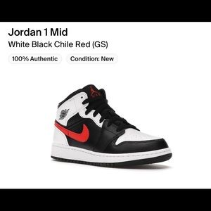 Jordan 1 mids White Black Chile Red